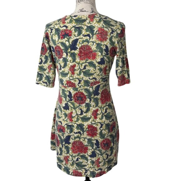 Peruvian Connection Floral Tunic Top Green Red Soft Stretch Womens Size S - Picture 7 of 7
